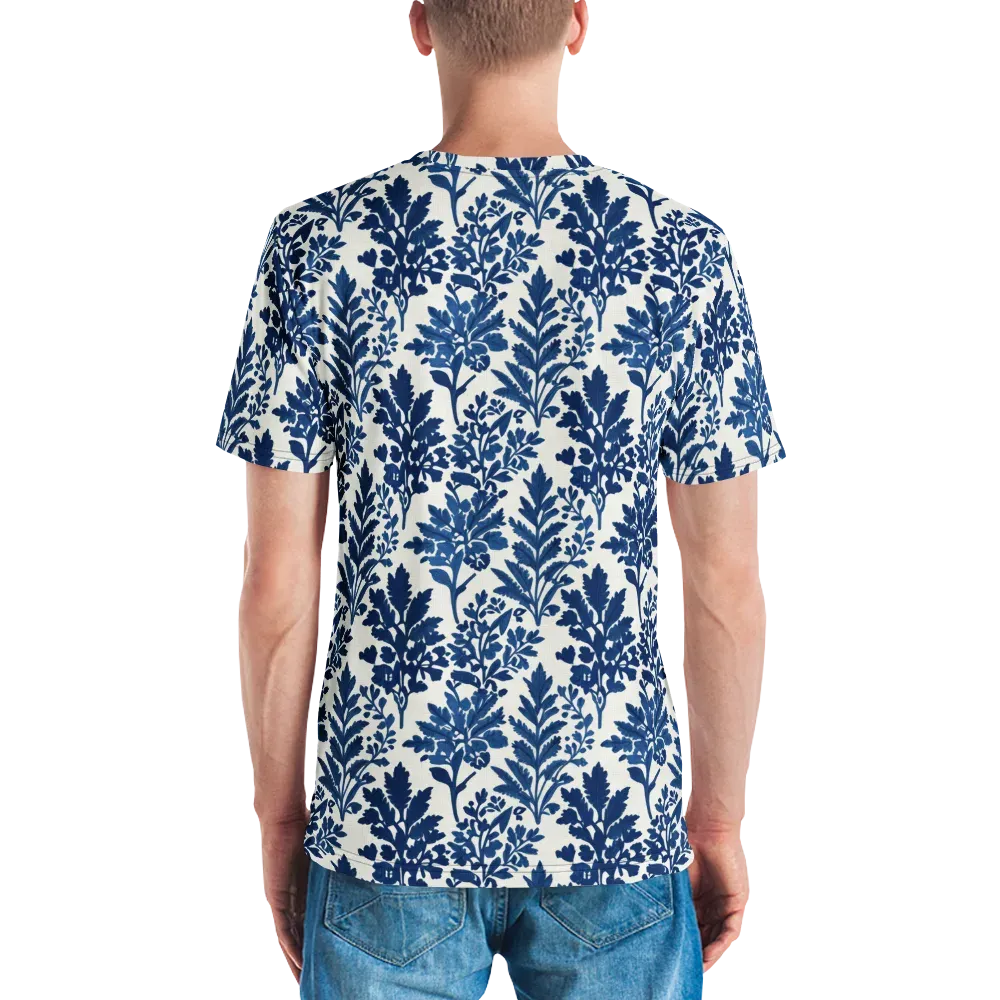 Blue Garden Ledger on Men's Crew Neck T-Shirt — Back