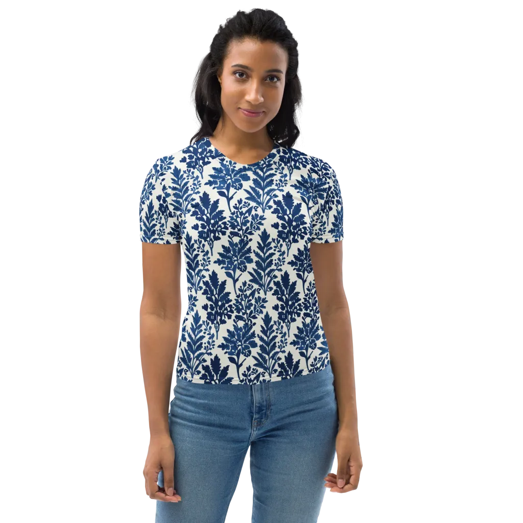 Blue Garden Ledger on Women's Crew Neck T-Shirt — Print file