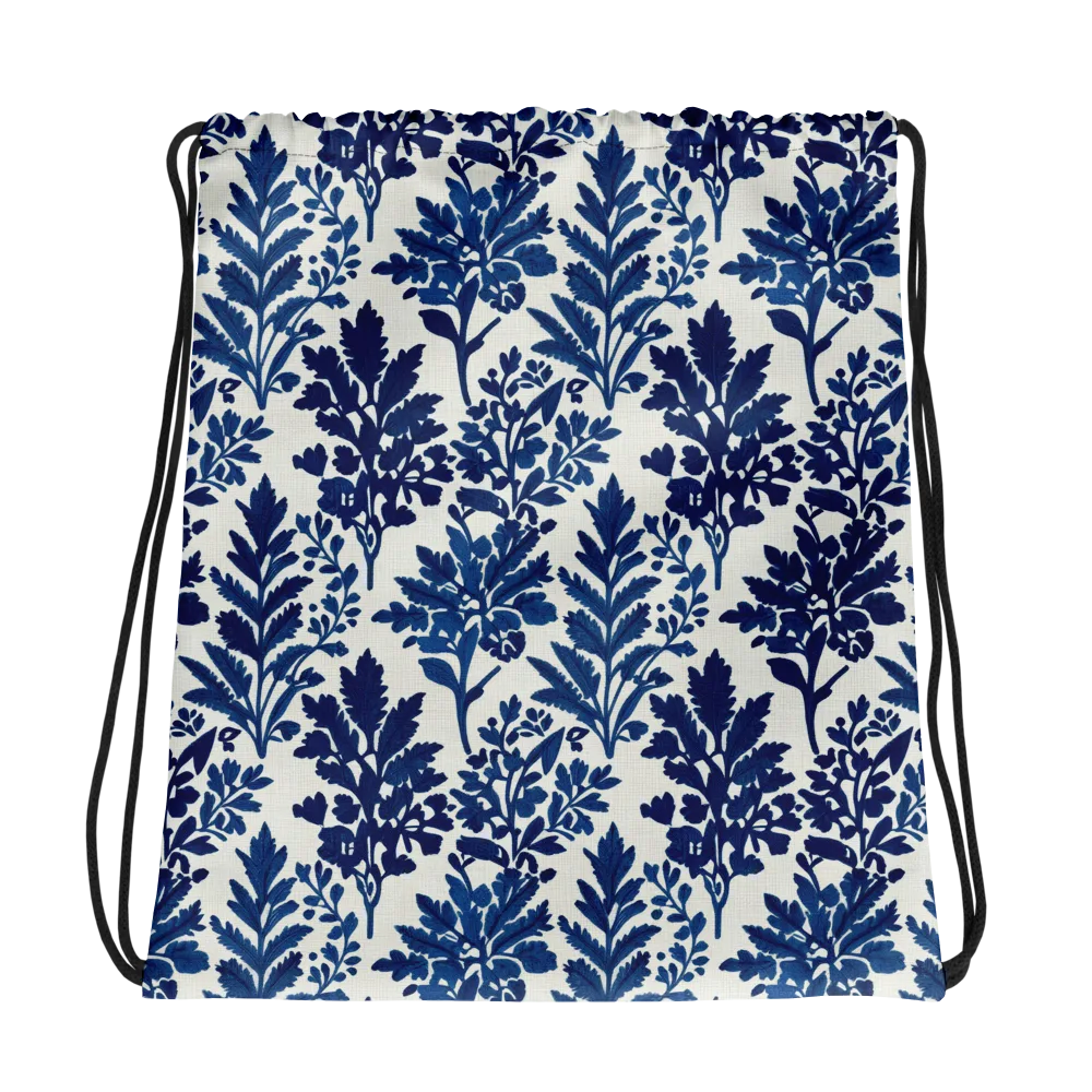 Blue Garden Ledger on Drawstring Bag — Mockup