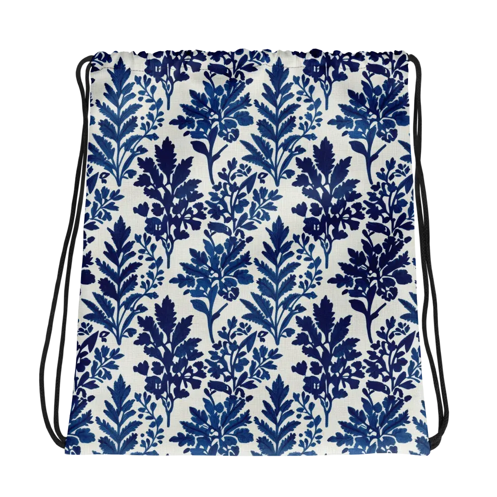 Blue Garden Ledger on Drawstring Bag — Mockup
