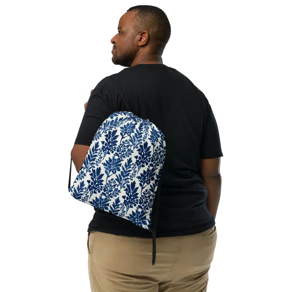 Blue Garden Ledger on Drawstring Bag — Print file