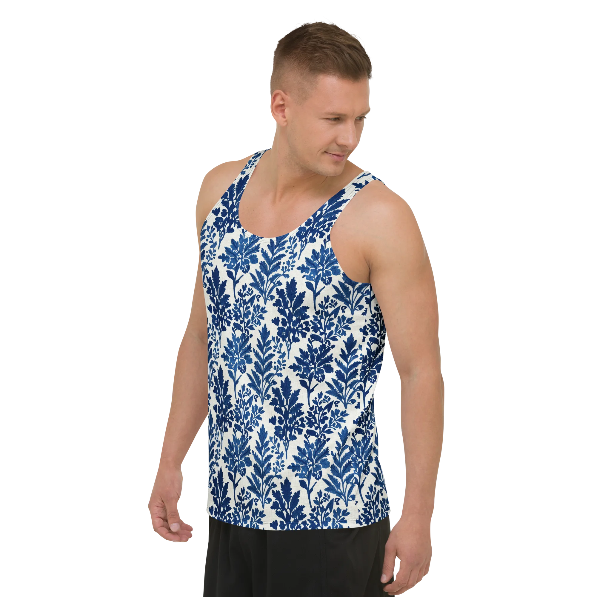 Blue Garden Ledger on Men's Tank Top — Front print