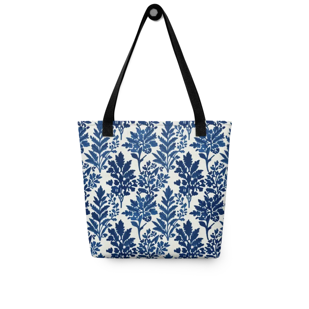 Blue Garden Ledger on Tote Bag — Front