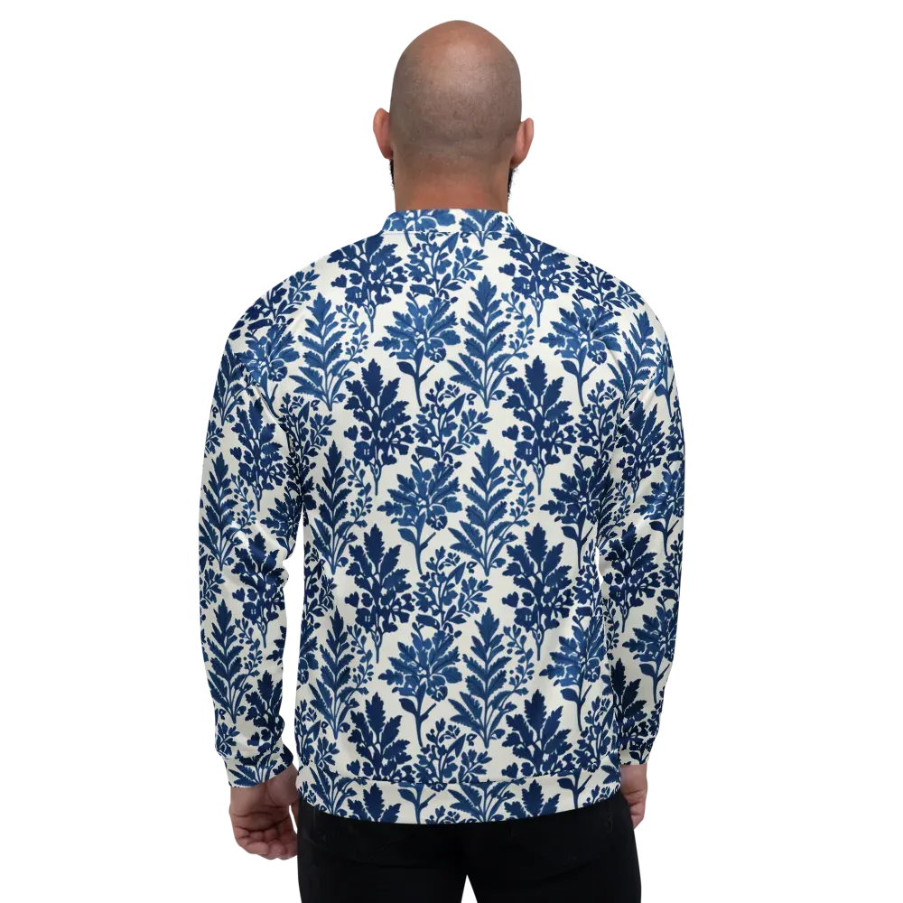 Blue Garden Ledger on Bomber Jacket — Back