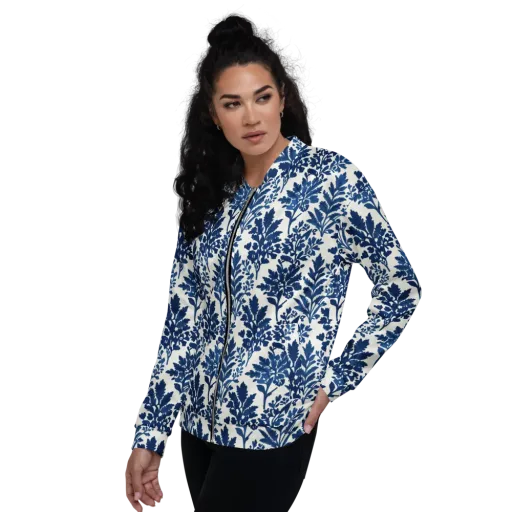 Blue Garden Ledger on a Bomber Jacket