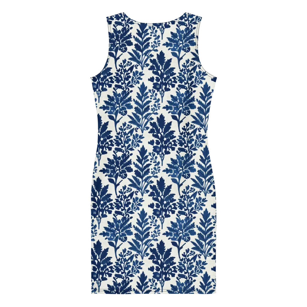 Blue Garden Ledger on Bodycon Dress — Print file