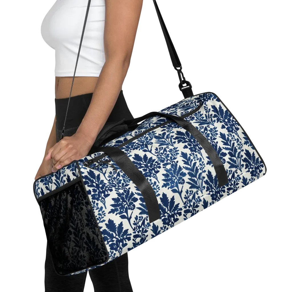 Blue Garden Ledger on Duffle Bag — Front