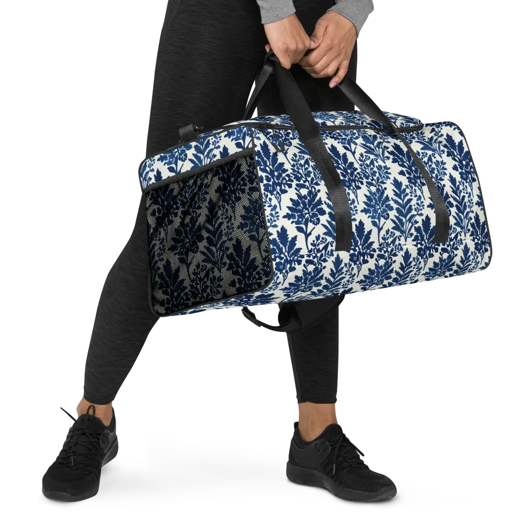 Blue Garden Ledger on Duffle Bag — Right Front