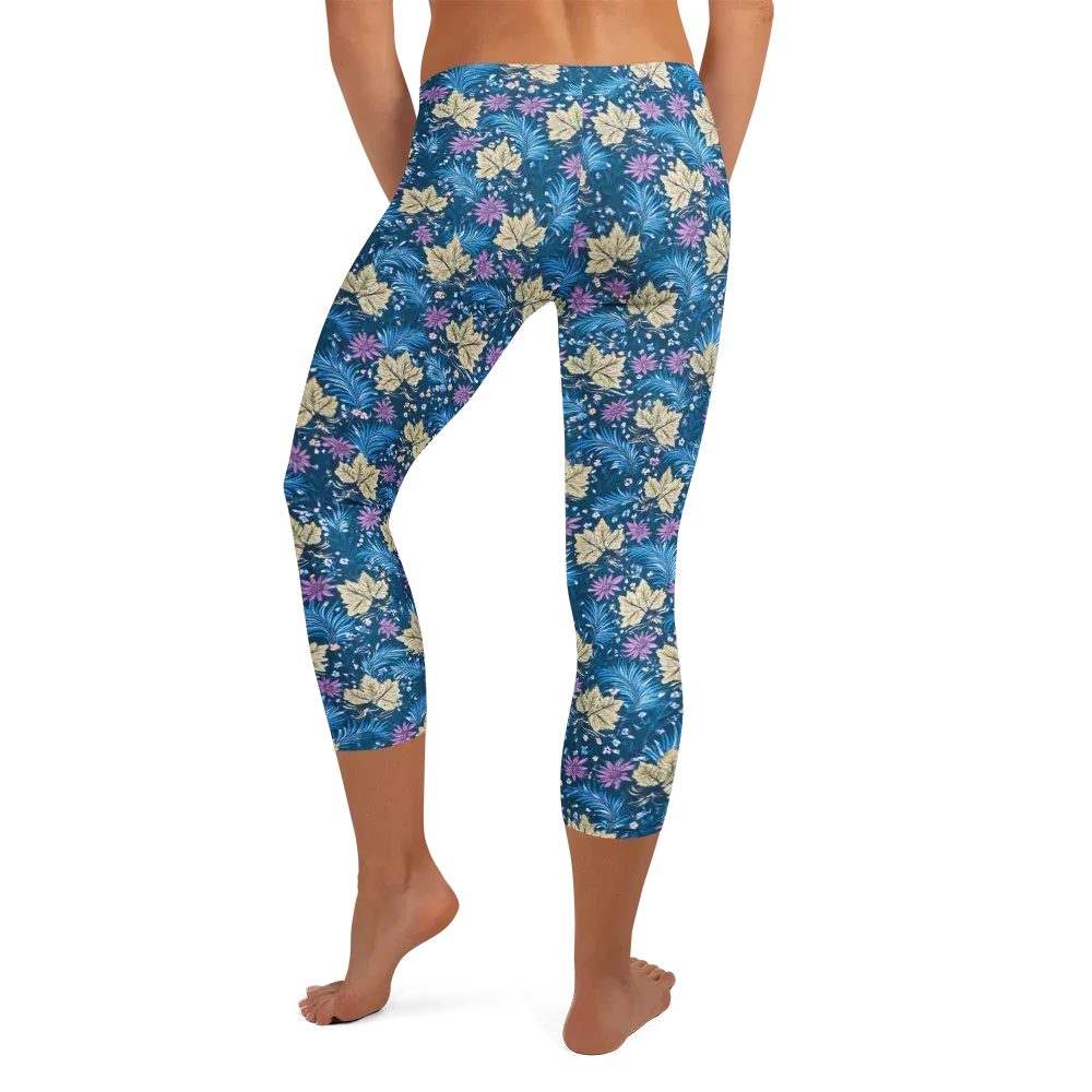 Midnight Meadow on Capri Leggings — Back