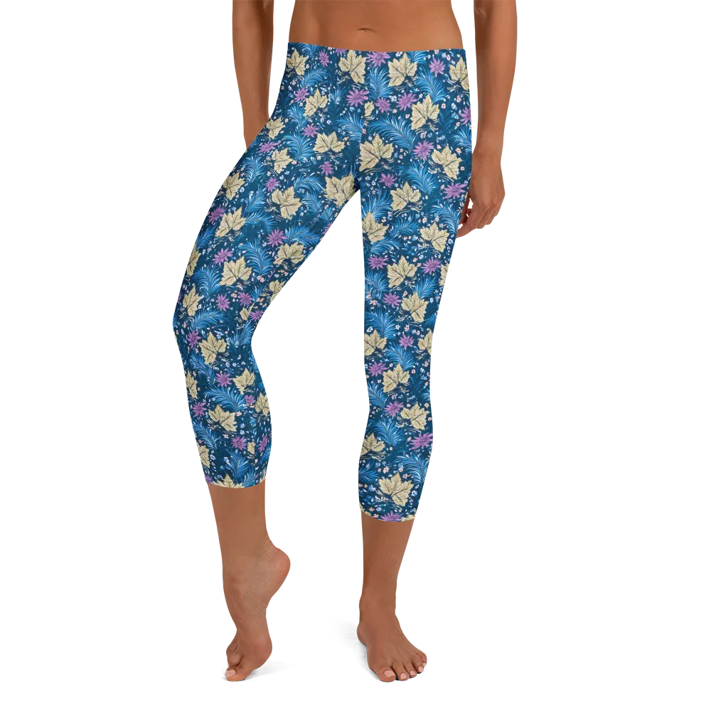 Midnight Meadow on Capri Leggings — Front