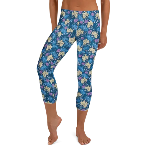 Midnight Meadow on a Capri Leggings