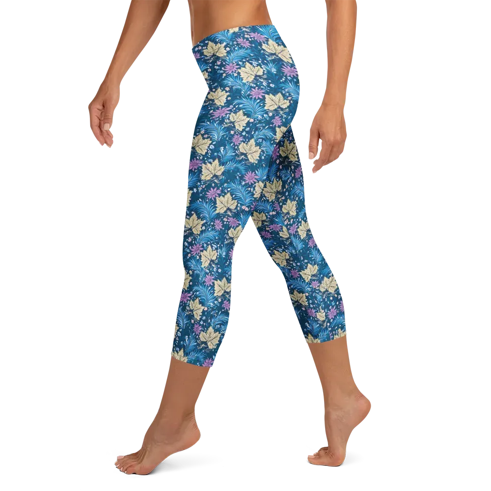 Midnight Meadow on Capri Leggings — Left