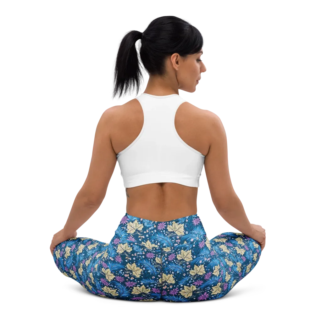 Midnight Meadow on Yoga Leggings — Back waist