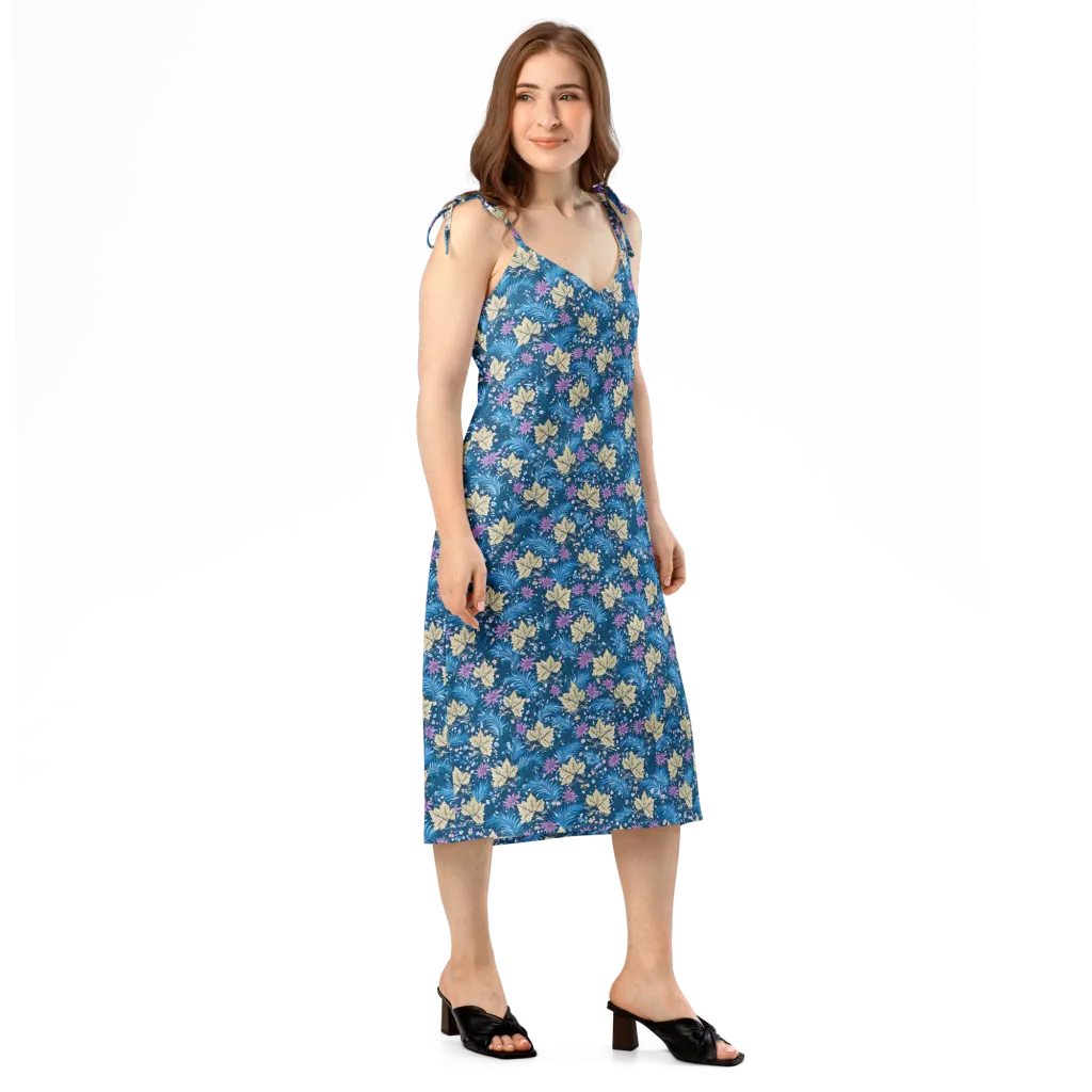Midnight Meadow on Slip Dress — Right Front
