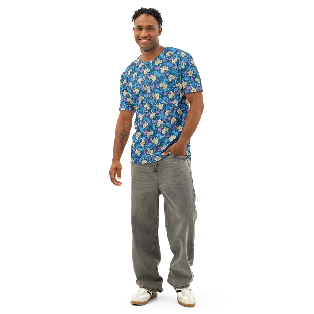 Midnight Meadow on Men's Cotton Crew Neck T-Shirt — Front