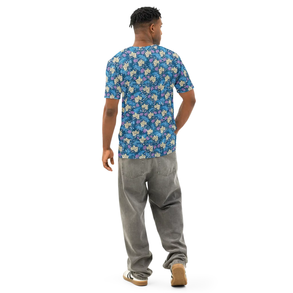 Midnight Meadow on Men's Cotton Crew Neck T-Shirt — Back