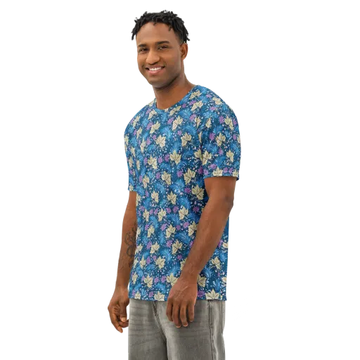 Midnight Meadow on a Men's Cotton Crew Neck T-Shirt