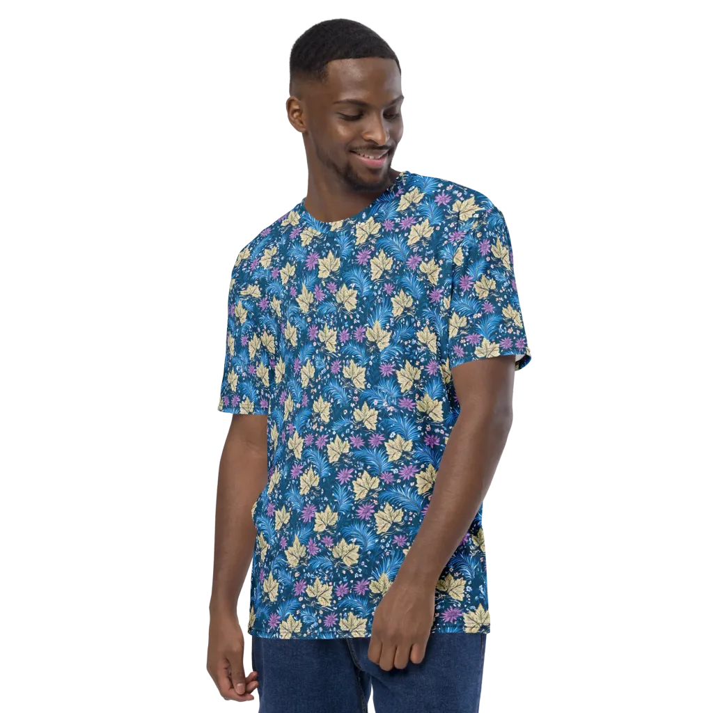 Midnight Meadow on Men's Crew Neck T-Shirt — Left sleeve