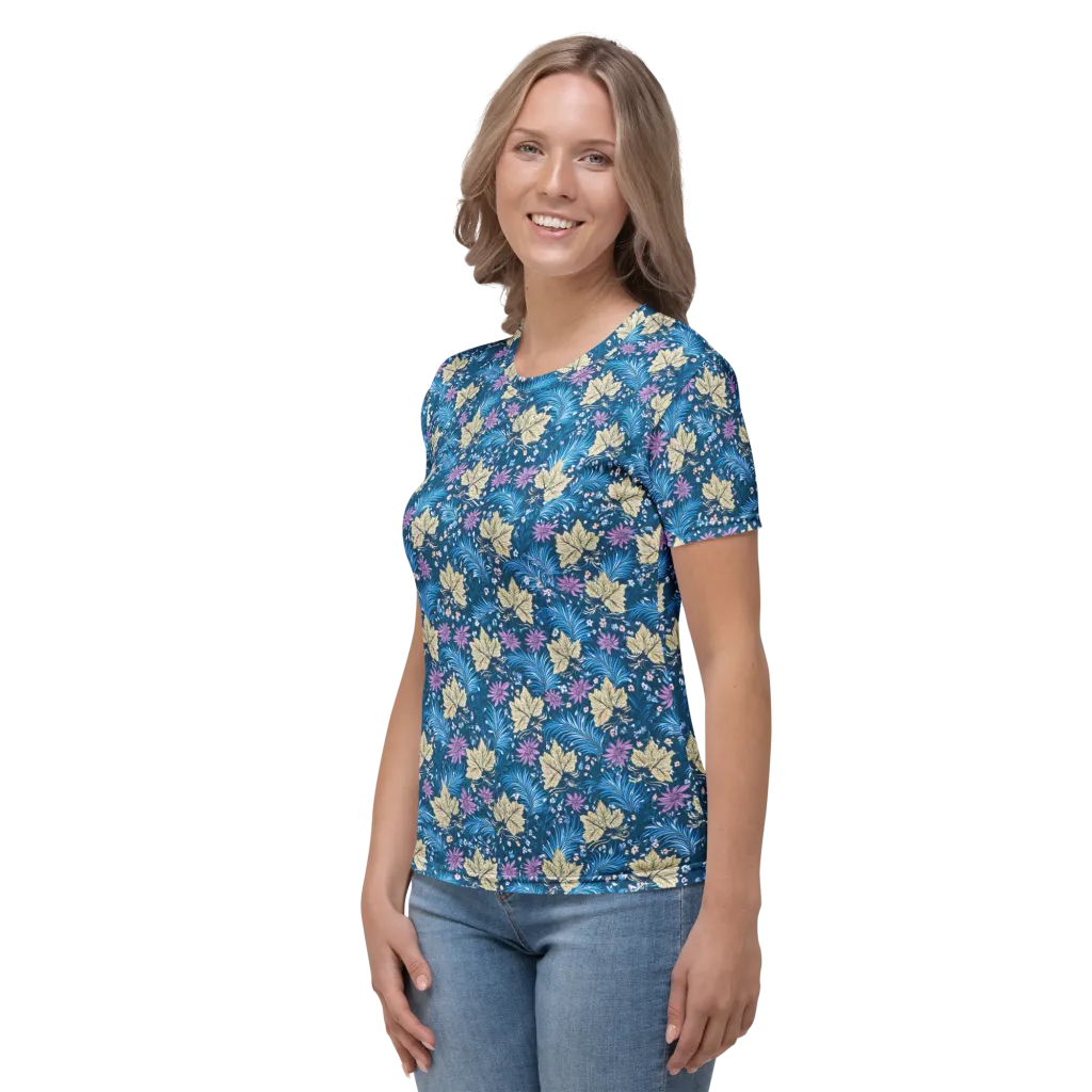 Midnight Meadow on Women's Crew Neck T-Shirt — Left sleeve