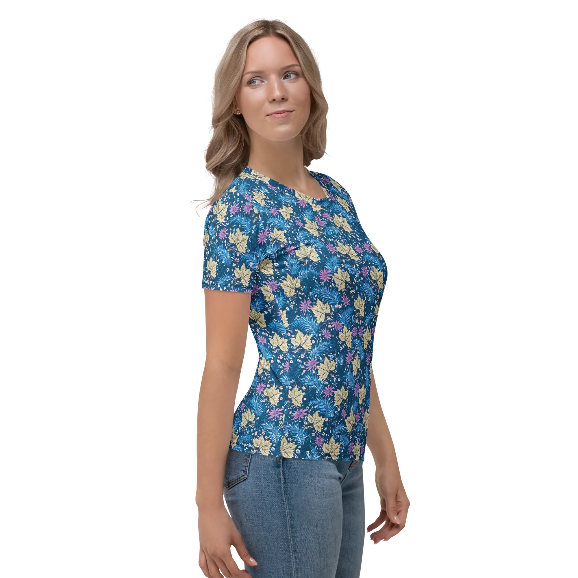 Midnight Meadow on Women's Crew Neck T-Shirt — Right sleeve