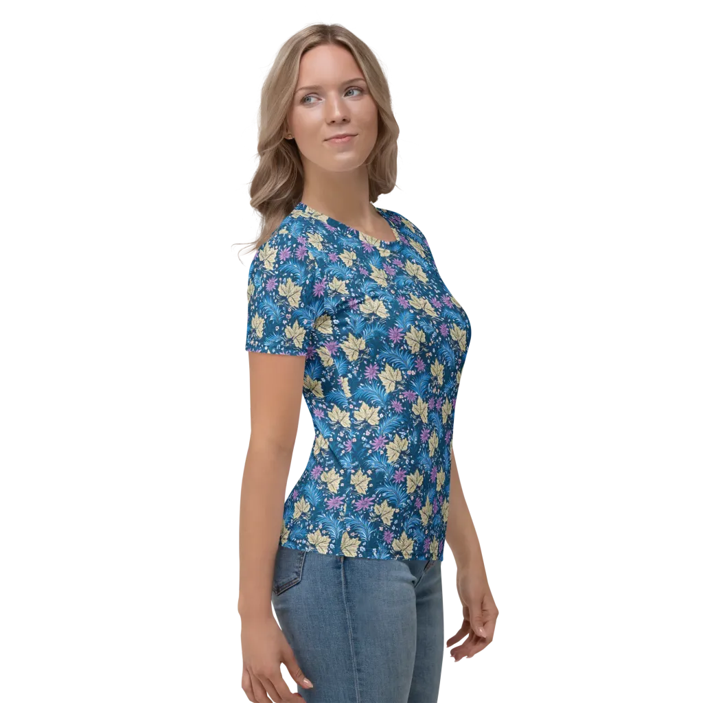 Midnight Meadow on Women's Crew Neck T-Shirt — Right sleeve