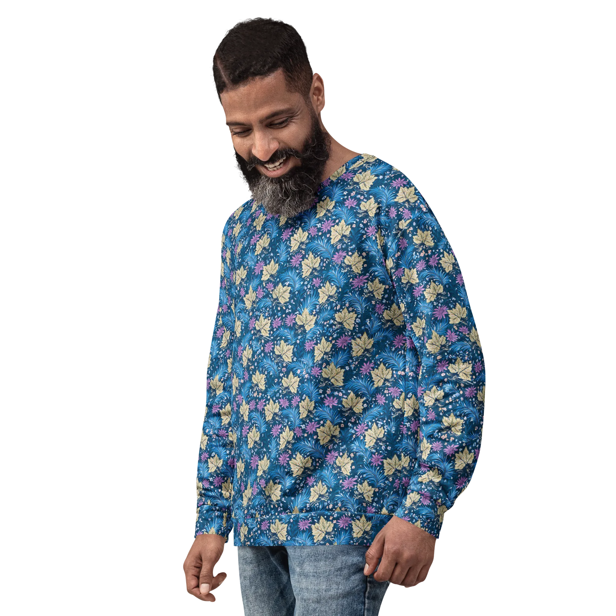 Midnight Meadow on Sweatshirt — Left sleeve