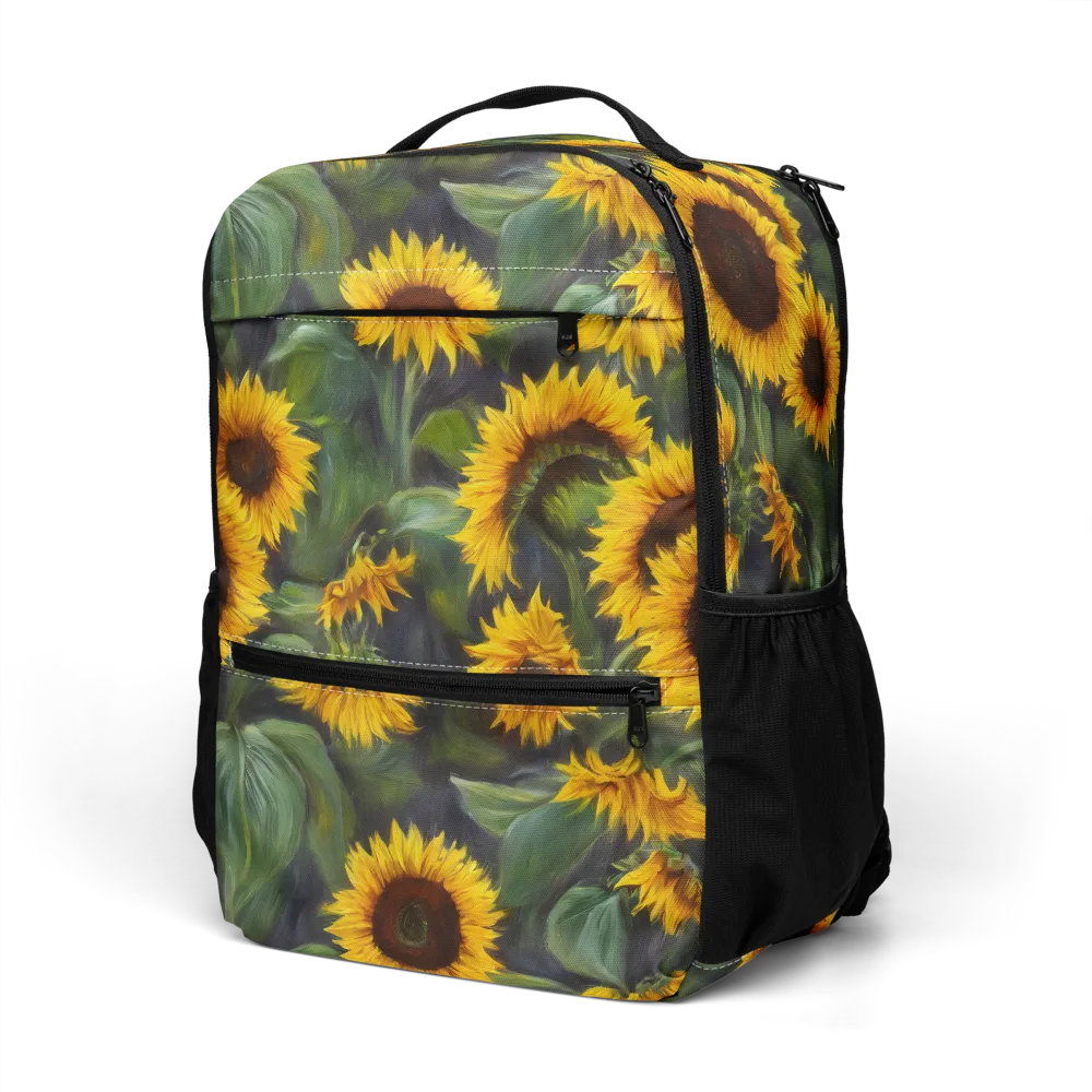 Sunflower Nocturne on Utility Backpack — Bottom print
