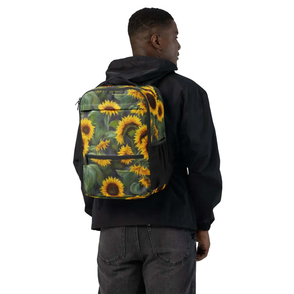 Sunflower Nocturne on Utility Backpack — Back
