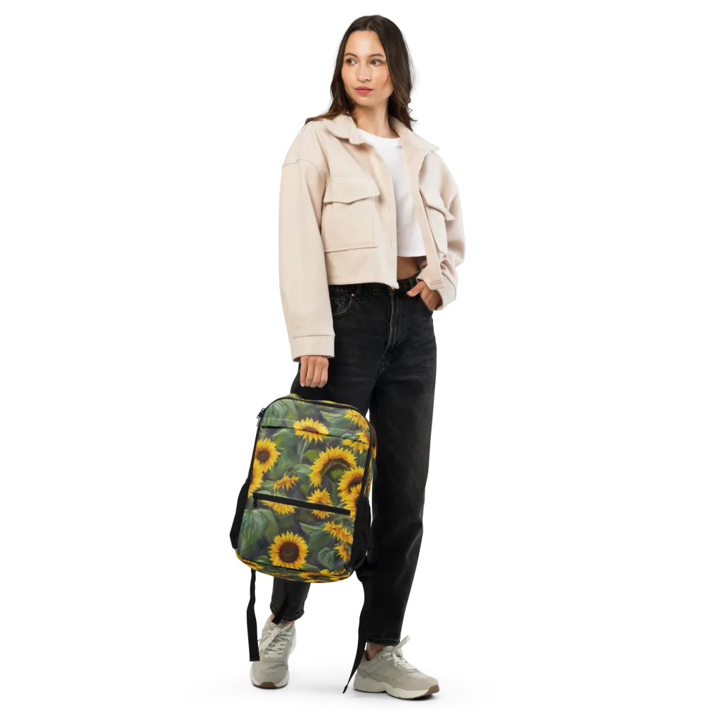 Sunflower Nocturne on Utility Backpack — Top print