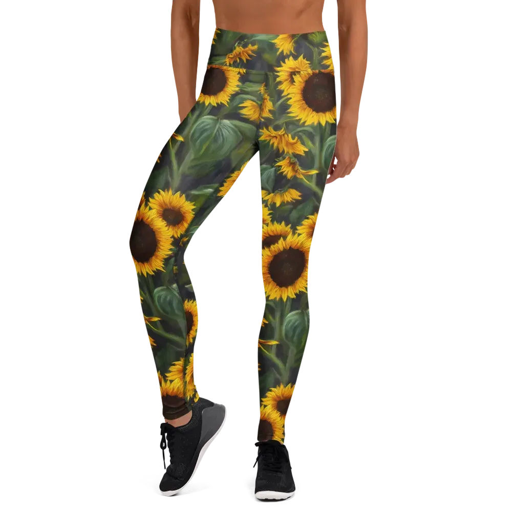 Sunflower Nocturne on Yoga Leggings — Front