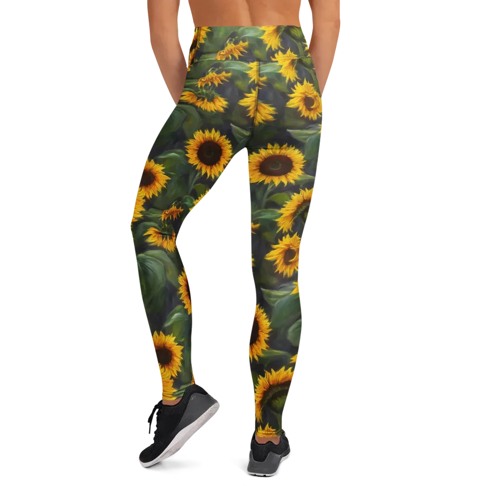 Sunflower Nocturne on Yoga Leggings — Back