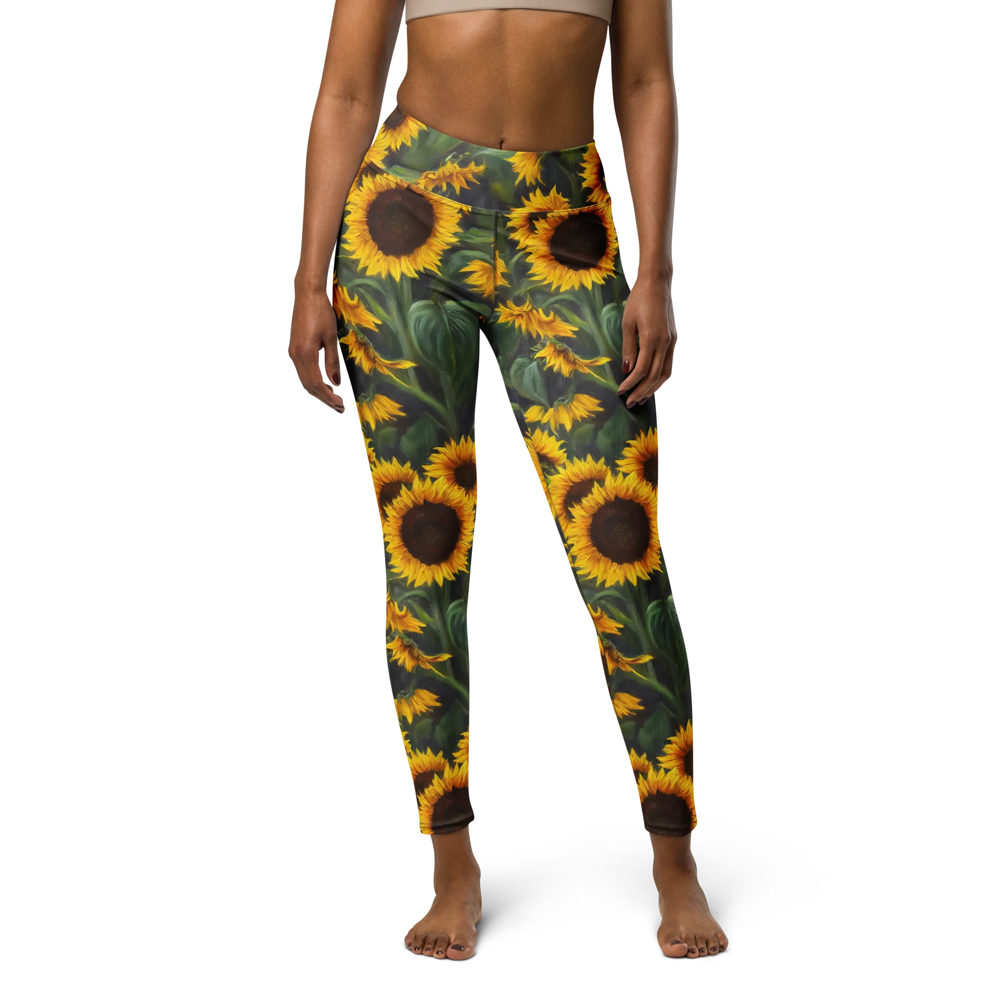 Sunflower Nocturne on Yoga Leggings — Print file
