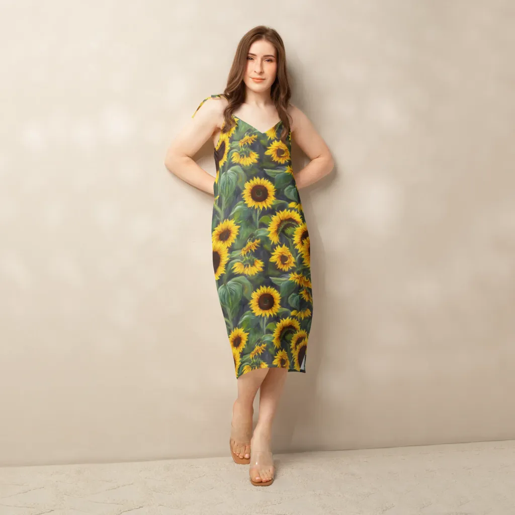 Sunflower Nocturne on Slip Dress — Back print