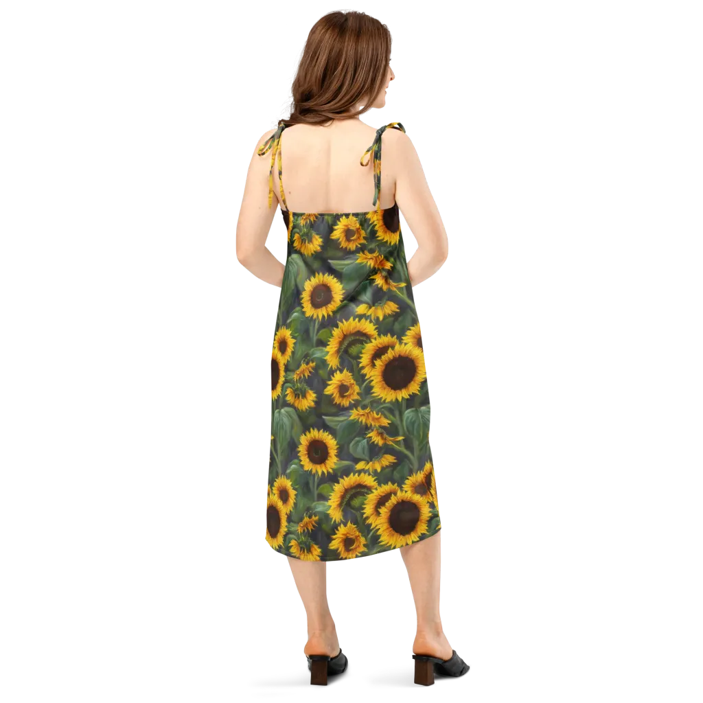 Sunflower Nocturne on Slip Dress — Back