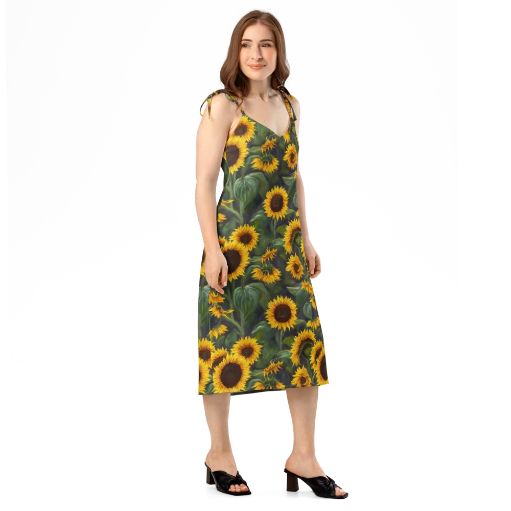 Sunflower Nocturne on Slip Dress — Right Front