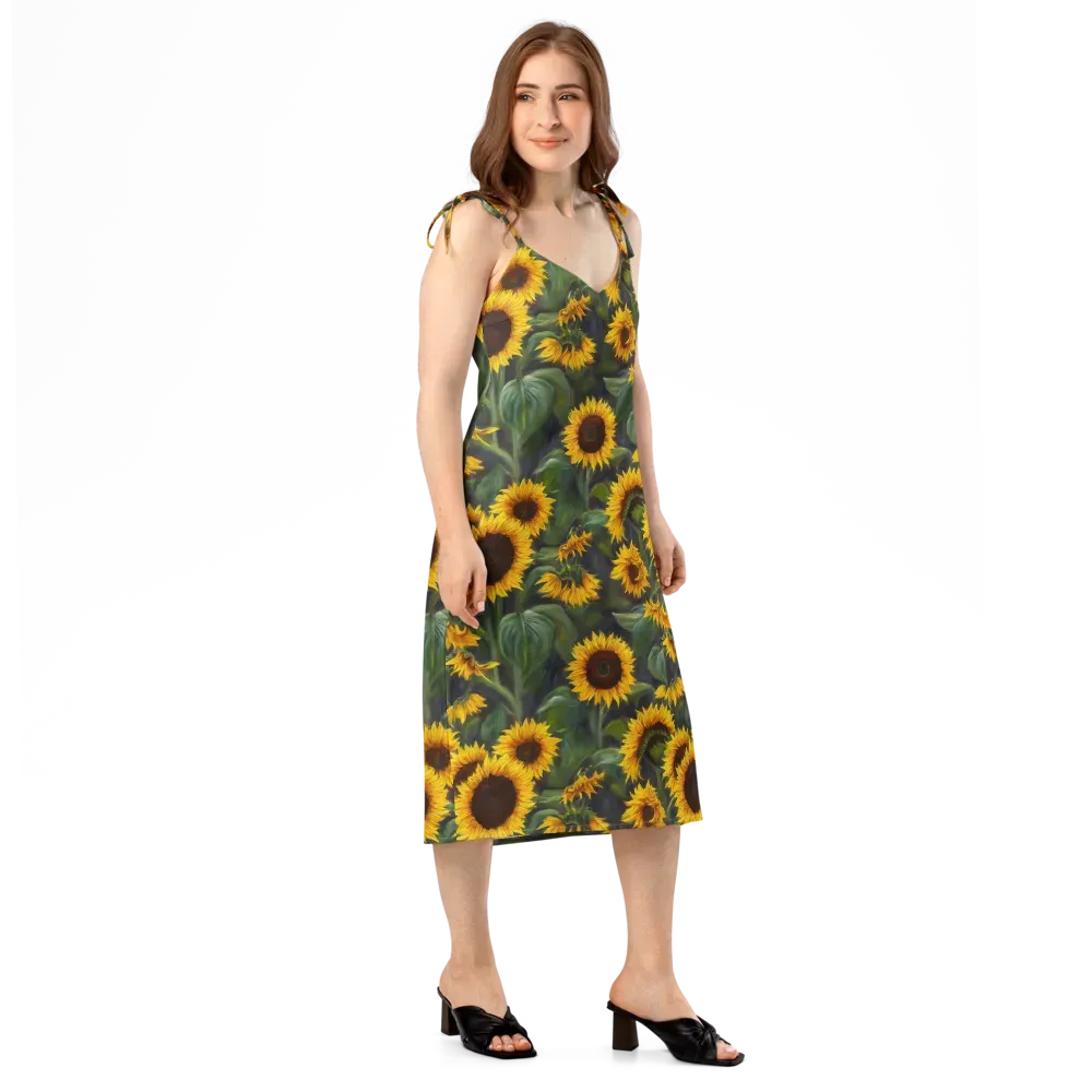 Sunflower Nocturne on Slip Dress — Right Front