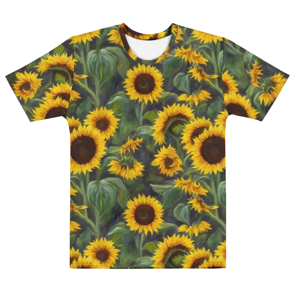 Sunflower Nocturne on Men's Cotton Crew Neck T-Shirt — Back print
