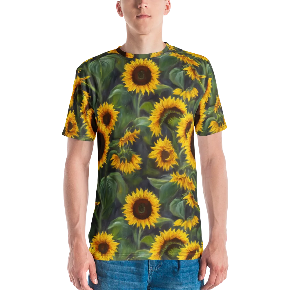 Sunflower Nocturne on Men's Crew Neck T-Shirt — Front