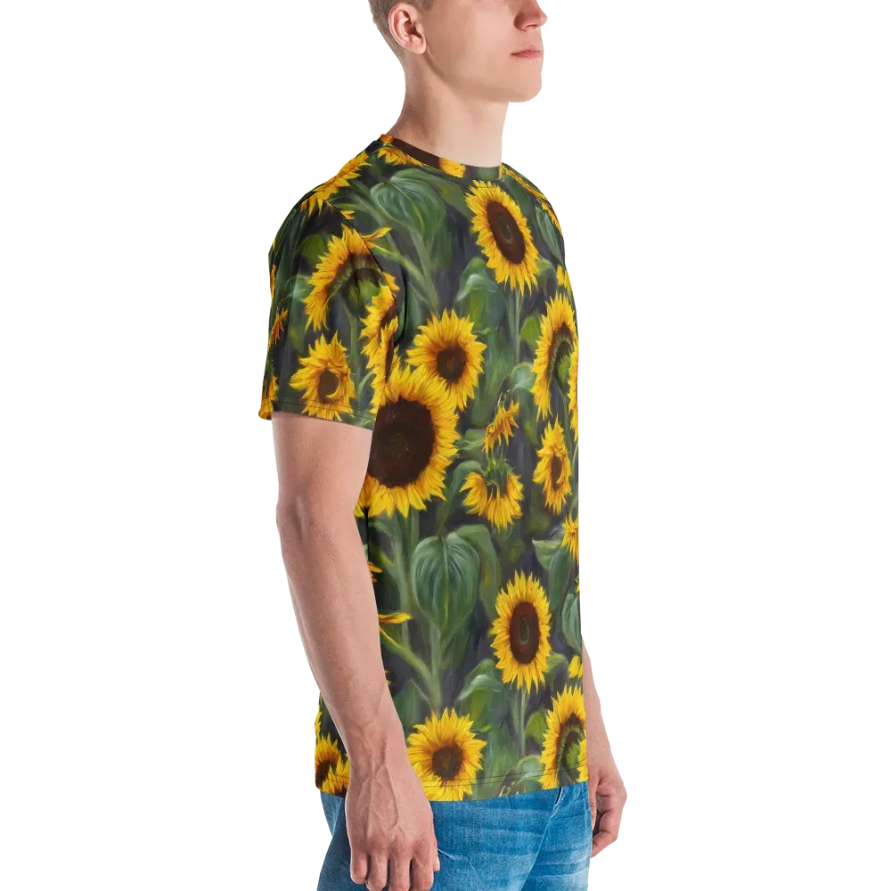 Sunflower Nocturne on Men's Crew Neck T-Shirt — Right
