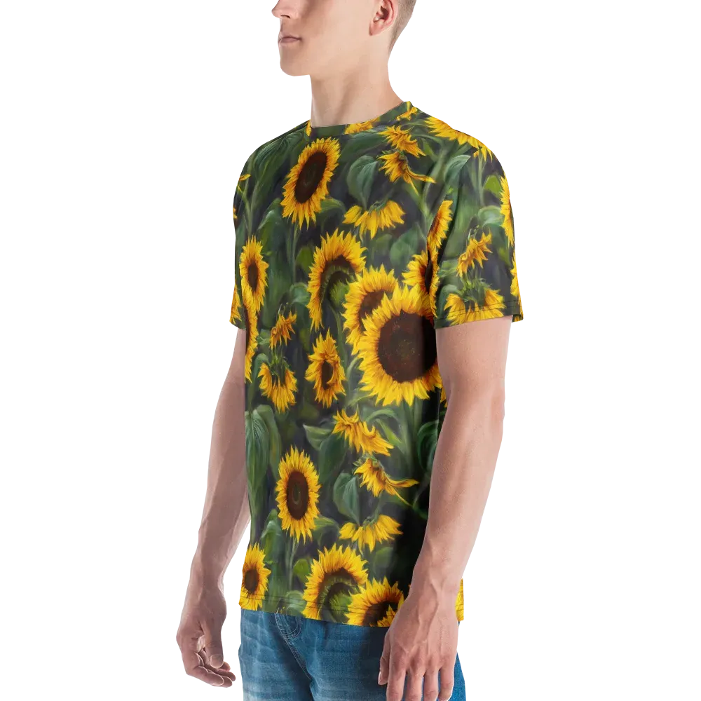 Sunflower Nocturne on Men's Crew Neck T-Shirt — Left