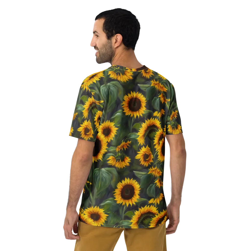 Sunflower Nocturne on Men's Crew Neck T-Shirt — Back print