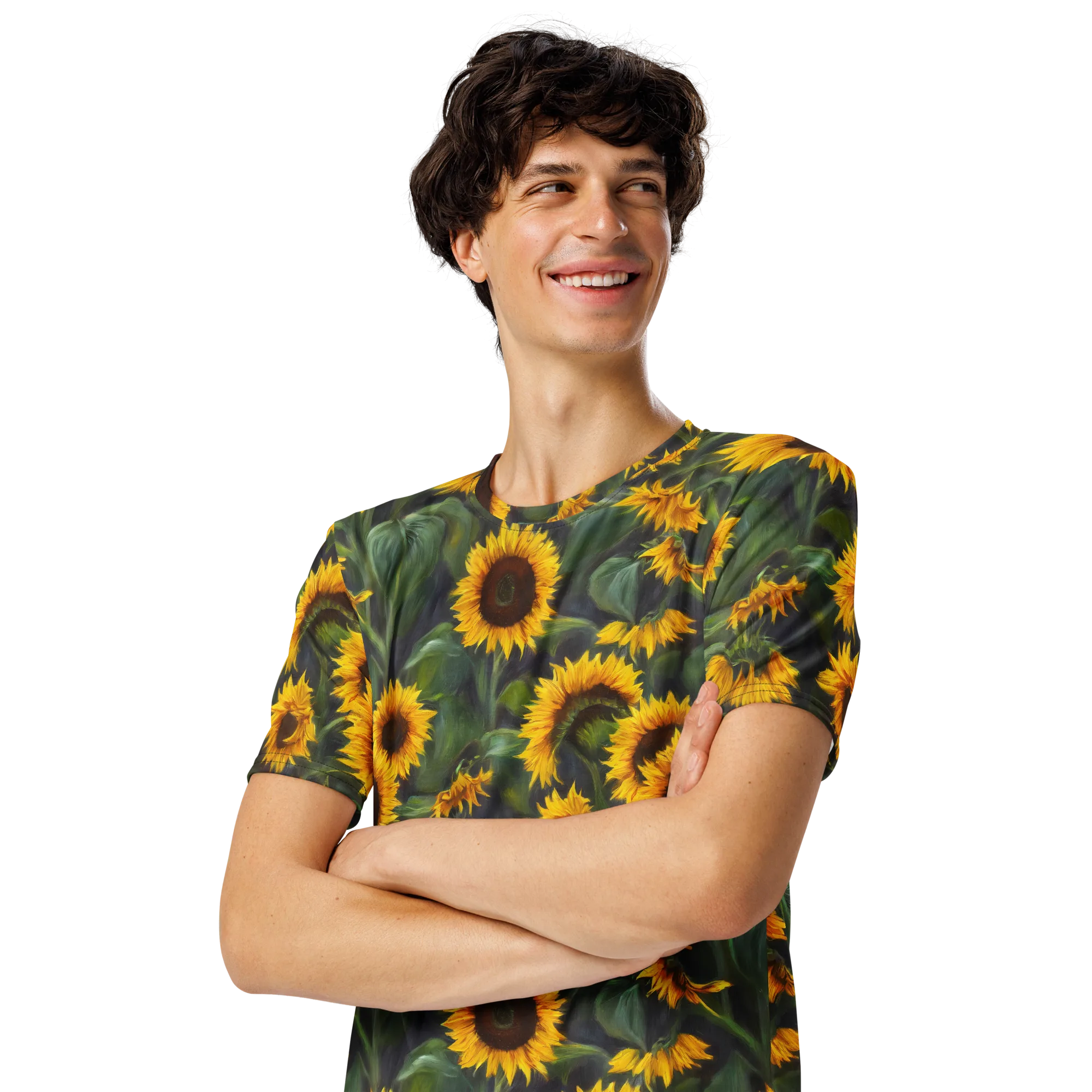 Sunflower Nocturne on Men's Crew Neck T-Shirt — Front print