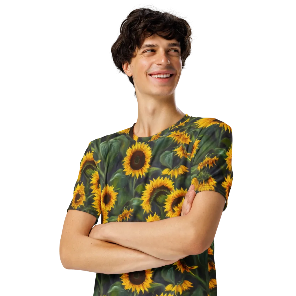 Sunflower Nocturne on Men's Crew Neck T-Shirt — Front print