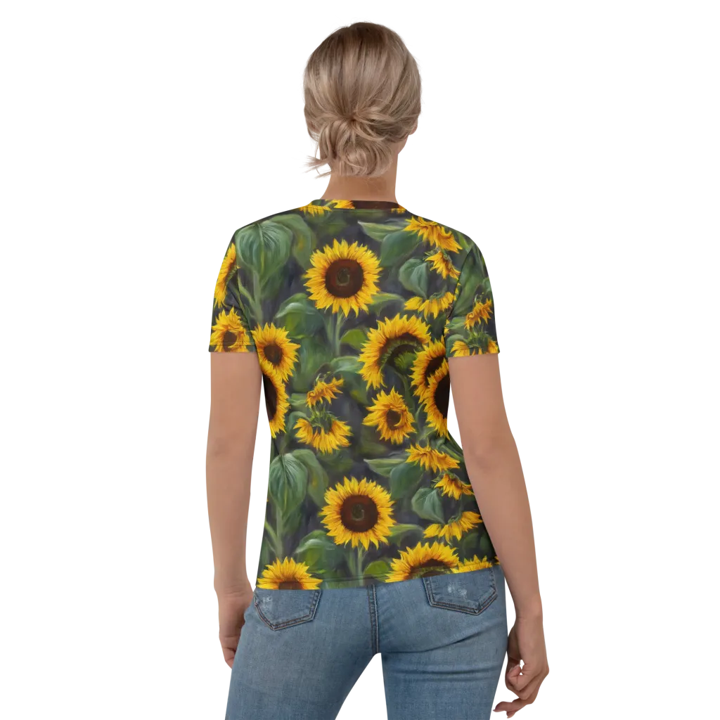 Sunflower Nocturne on Women's Crew Neck T-Shirt — Back
