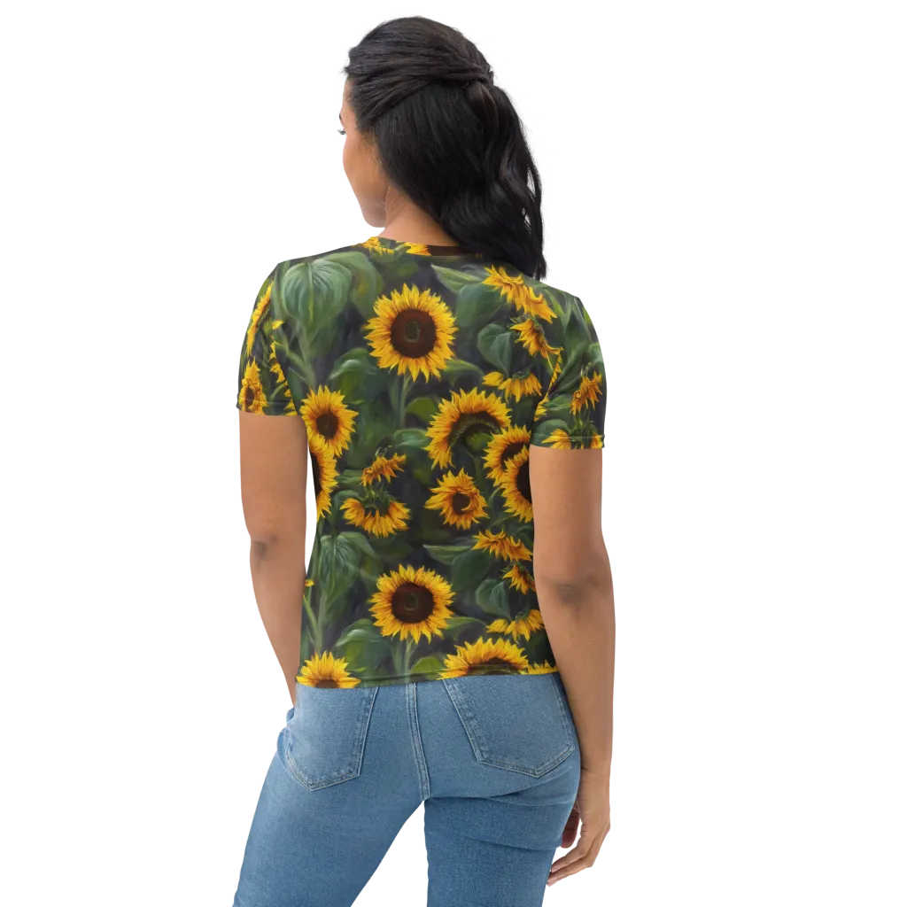 Sunflower Nocturne on Women's Crew Neck T-Shirt — Back print