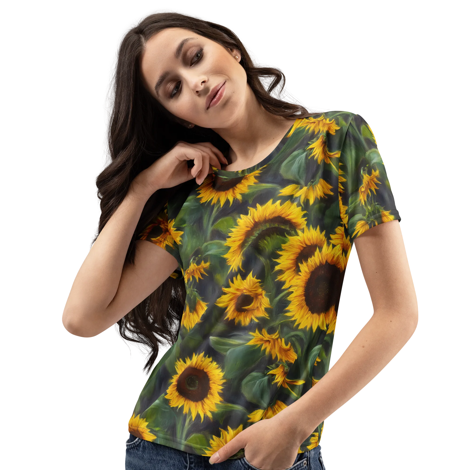 Sunflower Nocturne on Women's Crew Neck T-Shirt — Print file