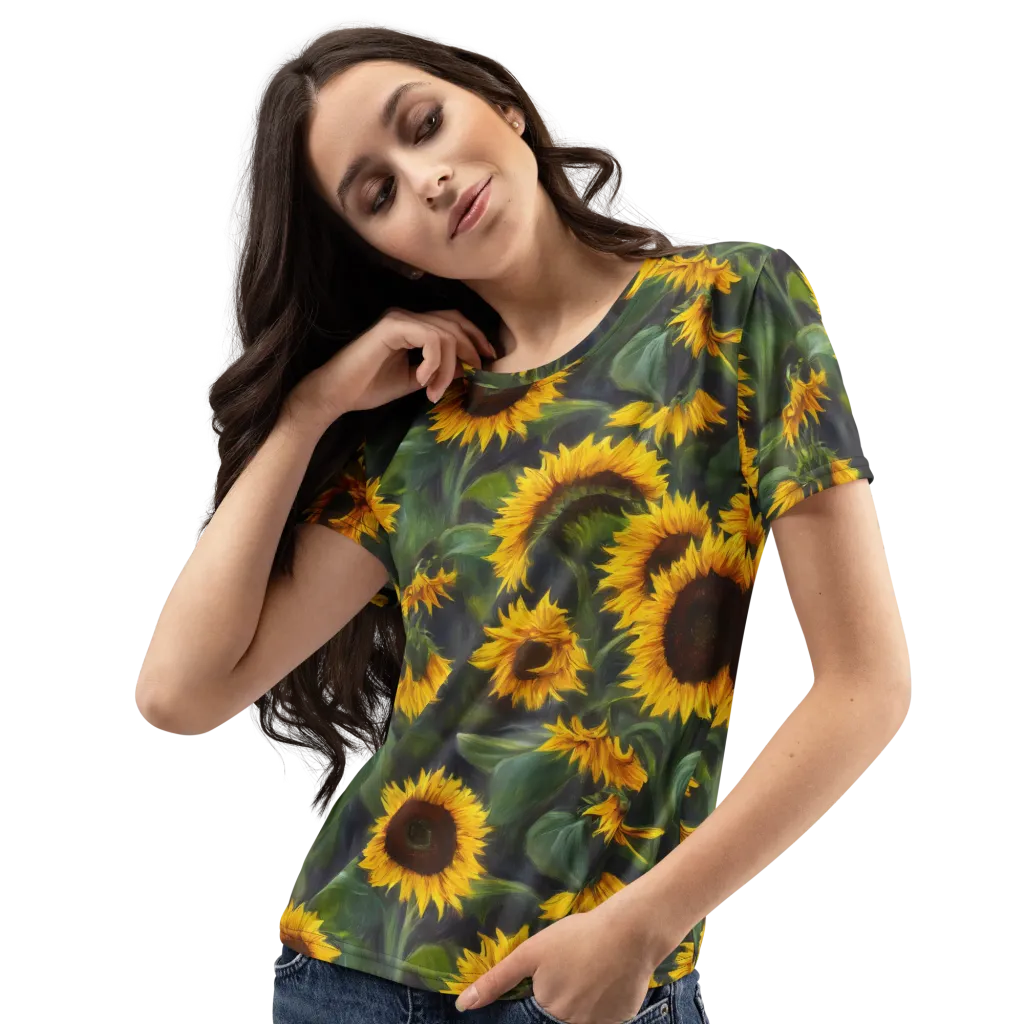 Sunflower Nocturne on Women's Crew Neck T-Shirt — Print file