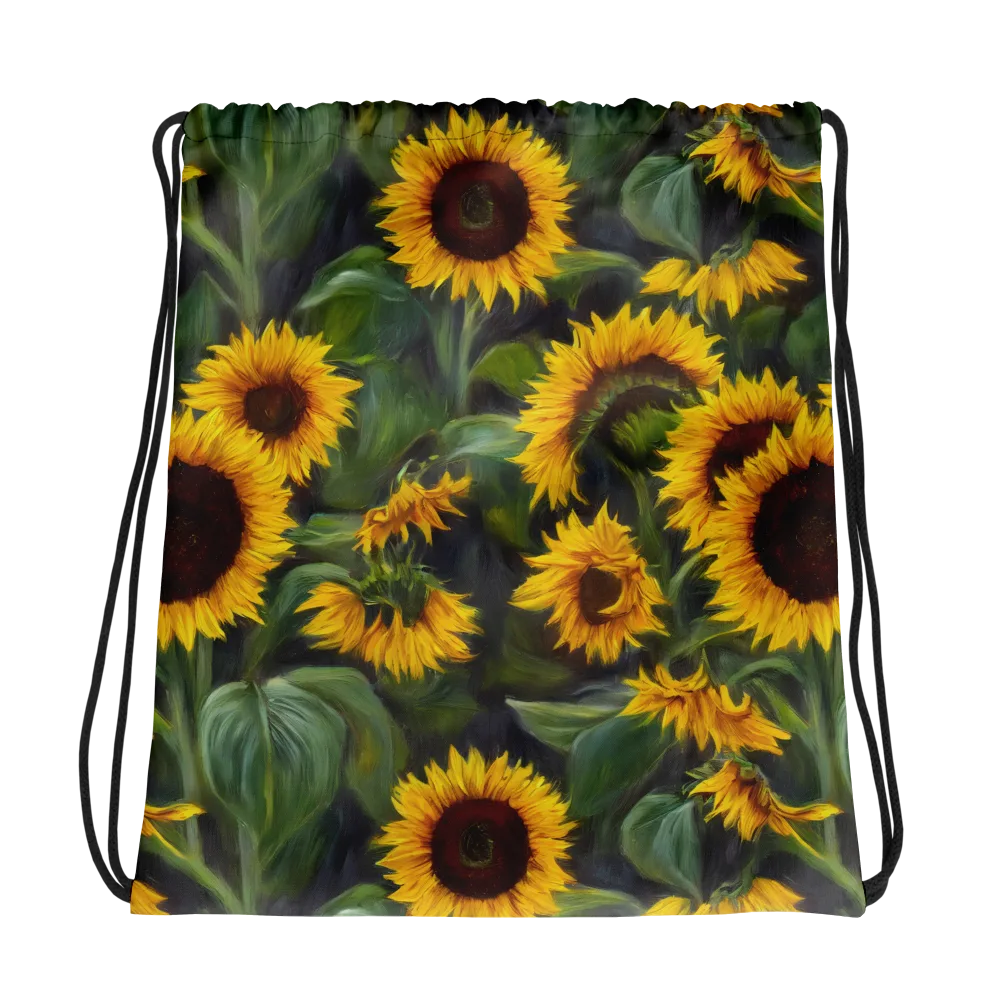 Sunflower Nocturne on Drawstring Bag — Mockup