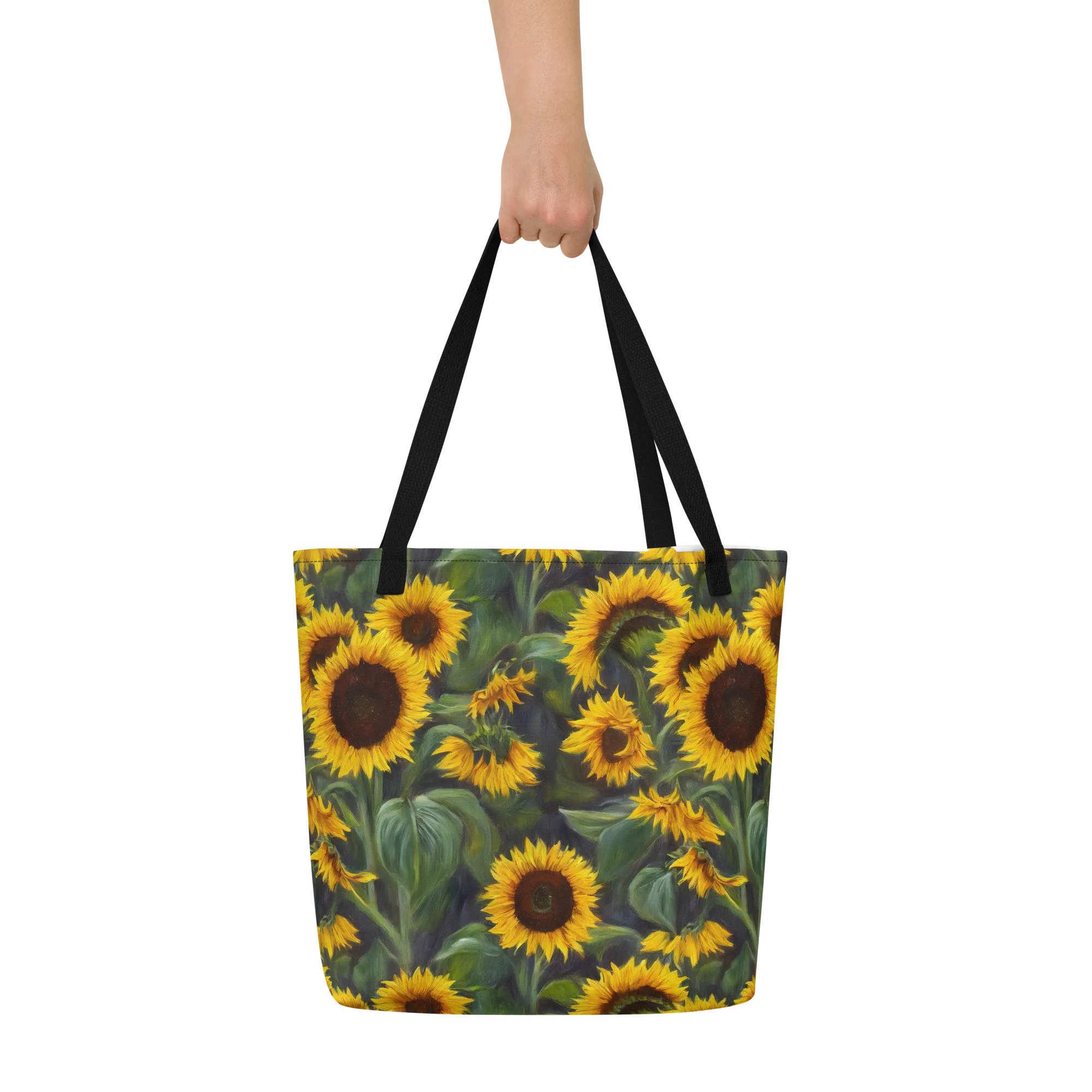 Sunflower Nocturne on Large Tote Bag W/ Pocket — Print file