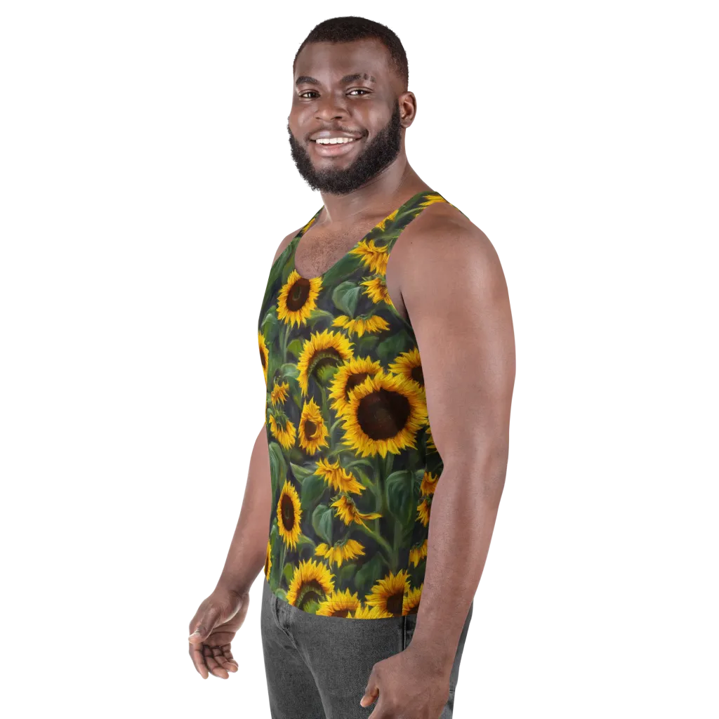 Sunflower Nocturne on Men's Tank Top — Left Front